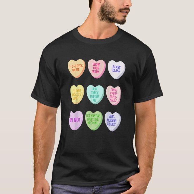Camiseta Teacher Valentines Day Conversation Heart School (Frente)