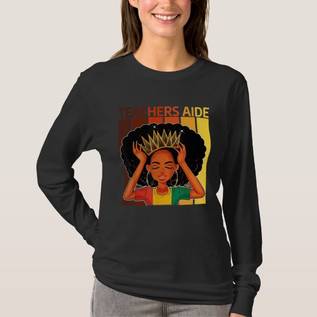 Camiseta Teachers Aide Afro African American Black History  (Frente)