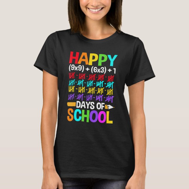 Camiseta Teachers Students Happy 100 Days of School (Frente)