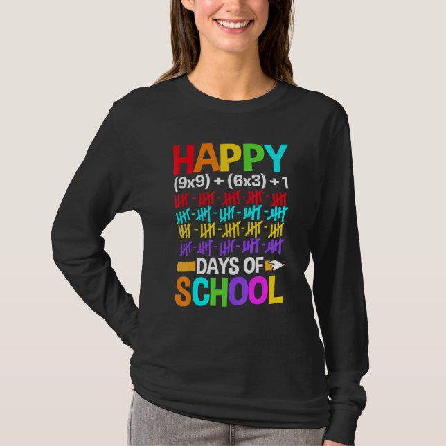 Camiseta Teachers Students Happy 100 Days of School (Frente)