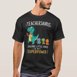 Camiseta Teachersaurus humor de professor com pequenos dino