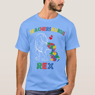 Camiseta Teachersaurus Re Autismo Professor Dinossauro Home