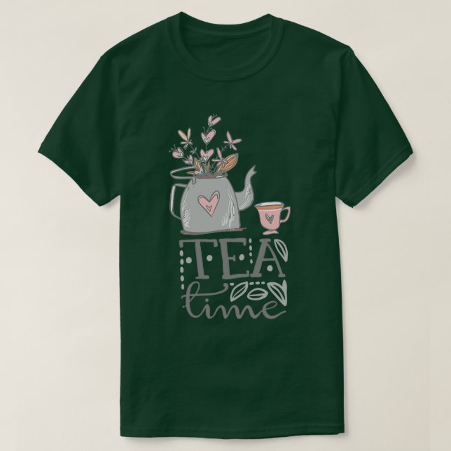 Camiseta Teacup e Kettle de chá bonitos para amantes de chá (Frente do Design)