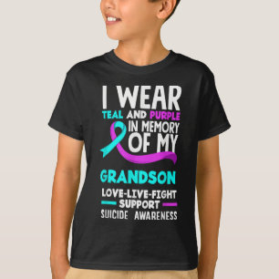 Camiseta Teal & Roxo Em Memória Do Suicídio Do Meu Neto