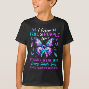 Camiseta Teal & Roxo Para A Irmã Em Direito O Suicídio