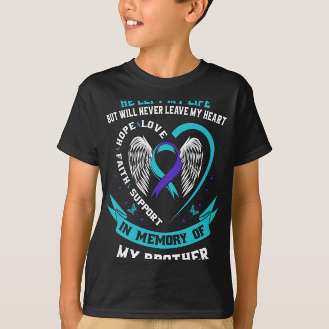 Camiseta Teal And Purple In Memory Of My Brother Suicide Aw (Frente)