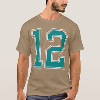 Camiseta Teal and White Number 12 Jersey Player Uniform 12