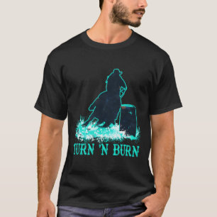 Camiseta Teal Barrel Racer Roda Queimar Tin Rodeo Chase