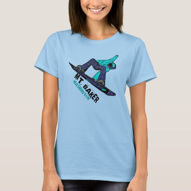 Camiseta Teal de neve do Monte Baker Washington (Frente)