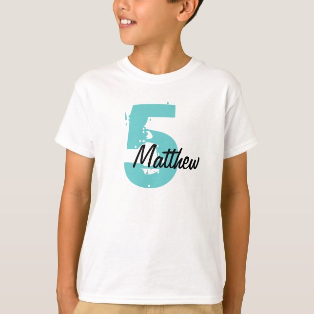 Camiseta Teal e Black Name e Age T-shirt (Frente)