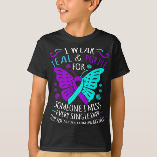Camiseta Teal E Roxo Feliz Suicídio Apoio À Consciência Gr