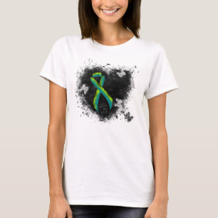 Camiseta Teal e Verde limão Grunge Heart