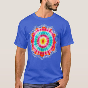 Camiseta Teal Orange Spiral Tie Dye Mandala Geometria Art Y