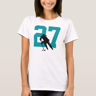 Camiseta Teal Personalizado do Jogador de Hóquei