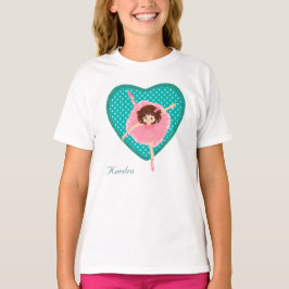 Camiseta Teal Polkadot Heart Pink Ballerina