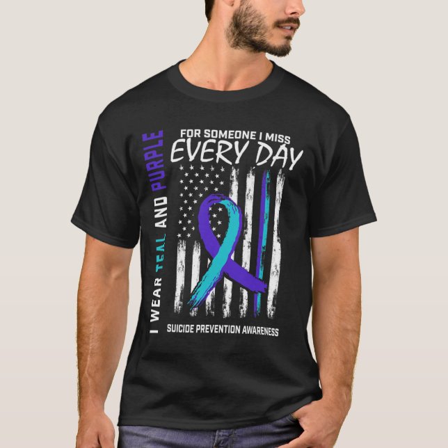 Camiseta Teal Purple Alguém Que Sinto Falta De Sensibilizaç (Frente)