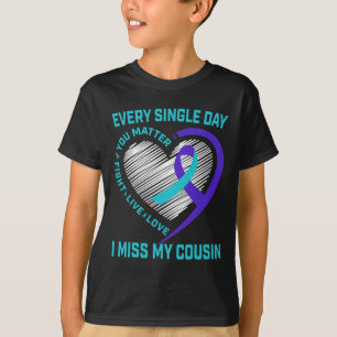 Camiseta Teal Purple Heart Sayings Primo Suicídio Consciênc