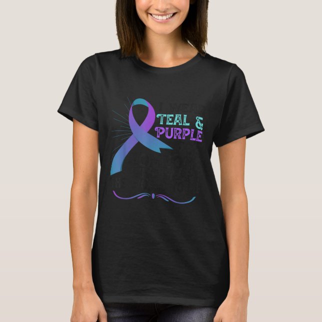 Camiseta Teal Purple Ribbon For Suicide Prevention Awarenes (Frente)