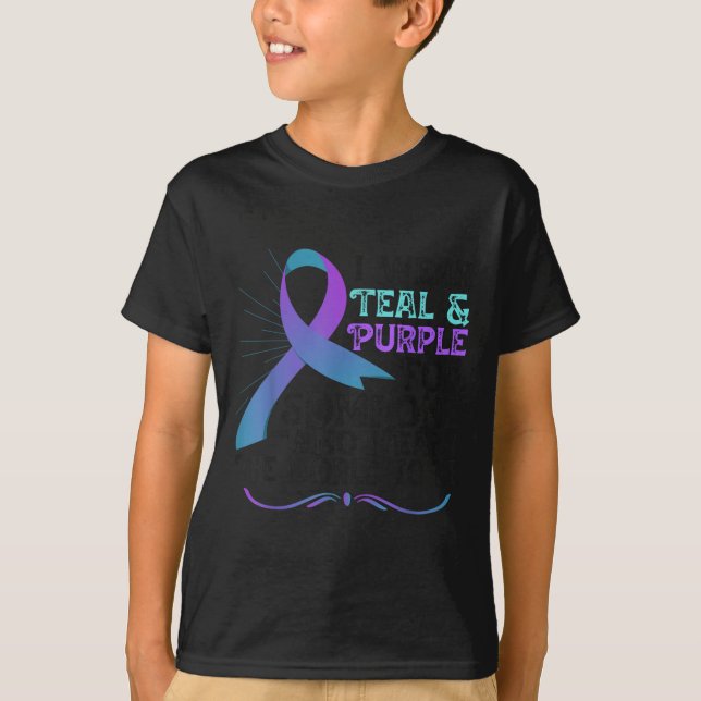 Camiseta Teal Purple Ribbon For Suicide Prevention Awarenes (Frente)
