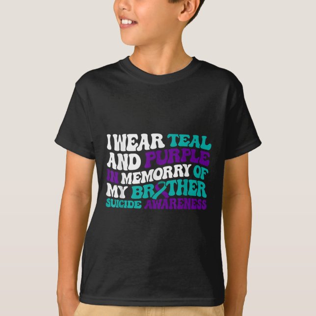Camiseta Teal Purple Ribbon Suicide Awareness Brother Aware (Frente)