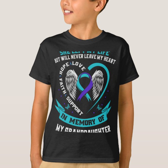 Camiseta Teal Purple Suicide Awareness Granddaughter Memori (Frente)