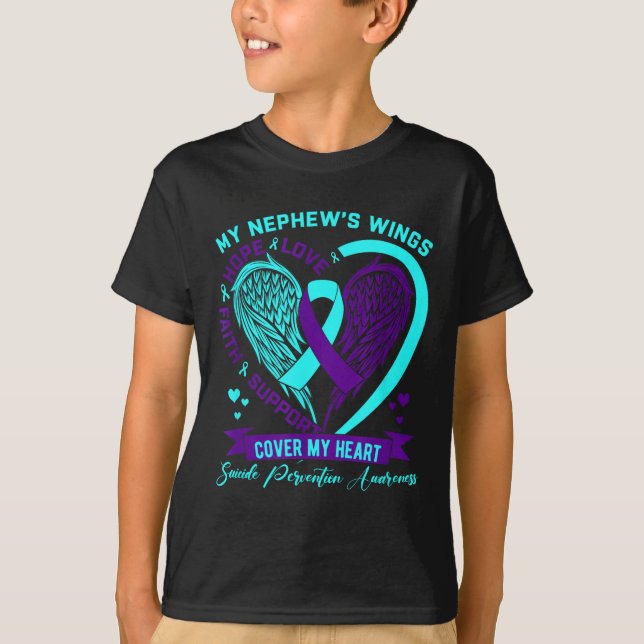Camiseta Teal Purple Suicide Prevention Awareness Nephew He (Frente)