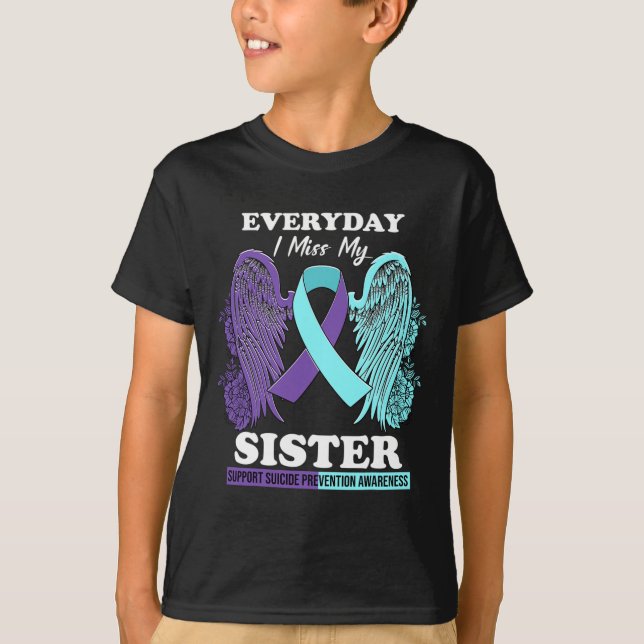 Camiseta Teal Purple Wing Miss Irmã Prevenção Suicida Aw (Frente)