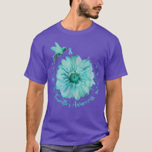 Camiseta Teal Ribbon Hummingbird Sunflower Tourettes Awaren