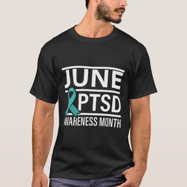 Camiseta Teal Ribbon June Ptsd Awarness Mês (Frente)
