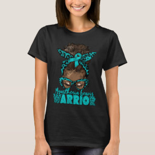 Camiseta Teal Ribbon Messaging Cabelo do Freio Miastenia Gr