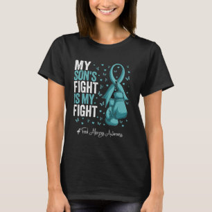 Camiseta Teal Ribbon Son Comida Alergia Consciência