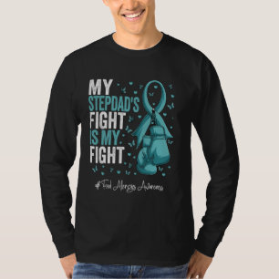 Camiseta Teal Ribbon Stepdad Comida Alergia Consciência