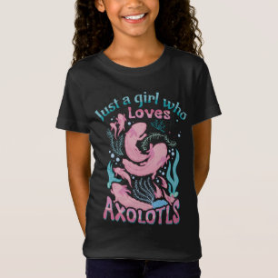 Camiseta Teal Rosa Bonito Só Uma Menina Que Ama Axolotls