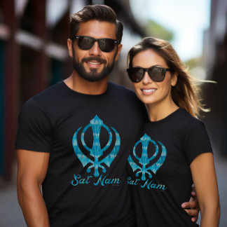 Camiseta Teal Tie Dye Khanda Sikh Sikhism Símbolo Black
