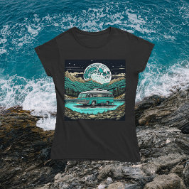 Camiseta Teal Vintage RV Camper na Montanha Retro