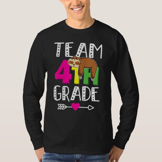 Camiseta Team 4th Grade Back To School Cute Sloth  Kids (Frente)