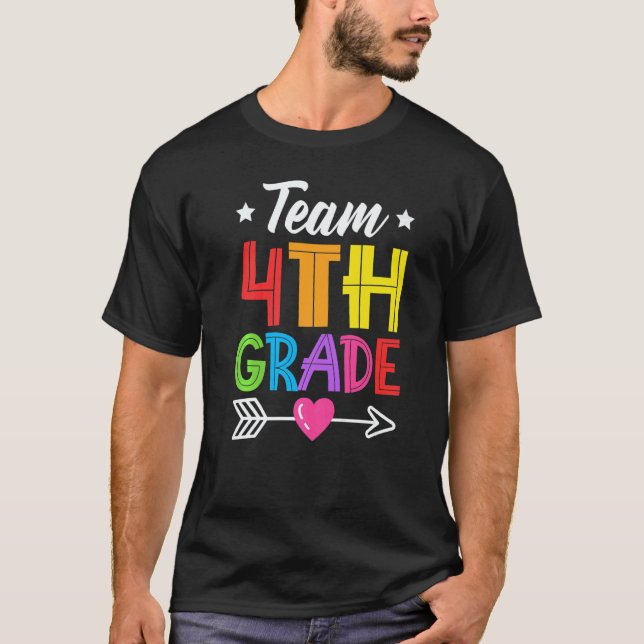 Camiseta Team 4th Grade Teacher Student Kid Back To School  (Frente)