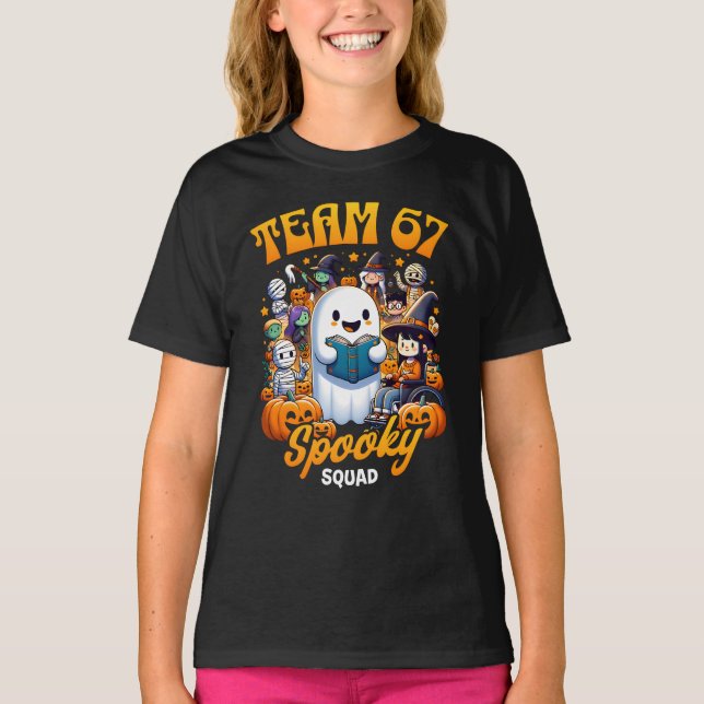 Camiseta Team 67 Spooky Squad Funny Six Seven Meme 6 7 Hall (Frente)