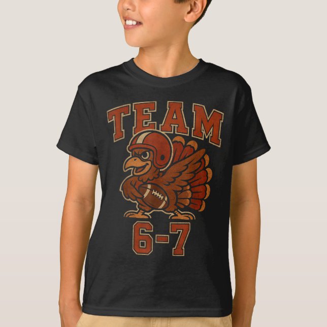 Camiseta Team 67 Thanksgiving Turkey Football Boys Kids Six (Frente)