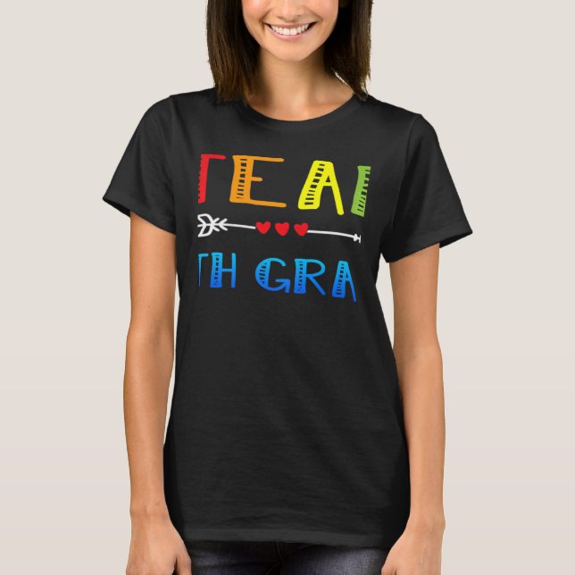 Camiseta team 7th grade heart back to school teacher cute a (Frente)