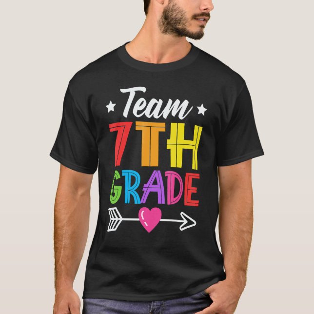 Camiseta Team 7th Grade Teacher Student Kid Back To School  (Frente)