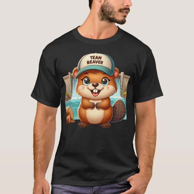 Camiseta Team Beaver Cartoon Animal Funny Beavers Men Women (Frente)