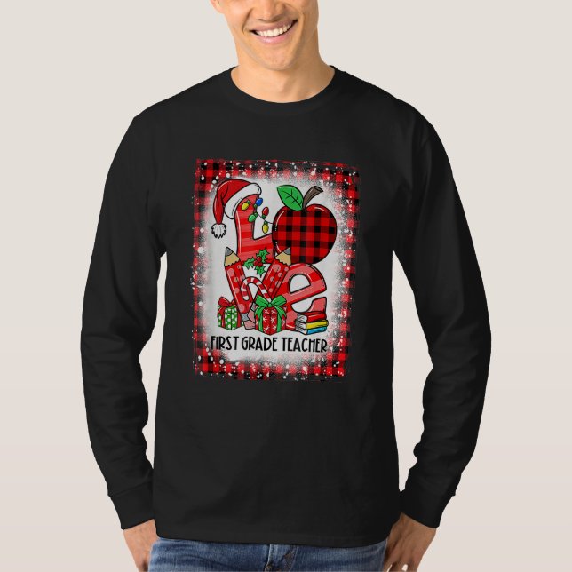Camiseta Team Bleached Love 1st First Grade Teacher Santa C (Frente)
