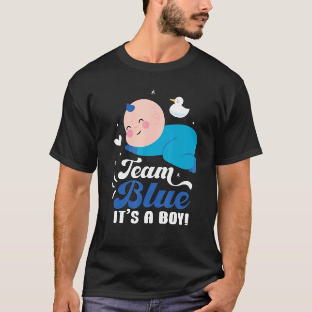 Camiseta Team Blue It's A Boy Pregnancy Baby Gender Reveal (Frente)