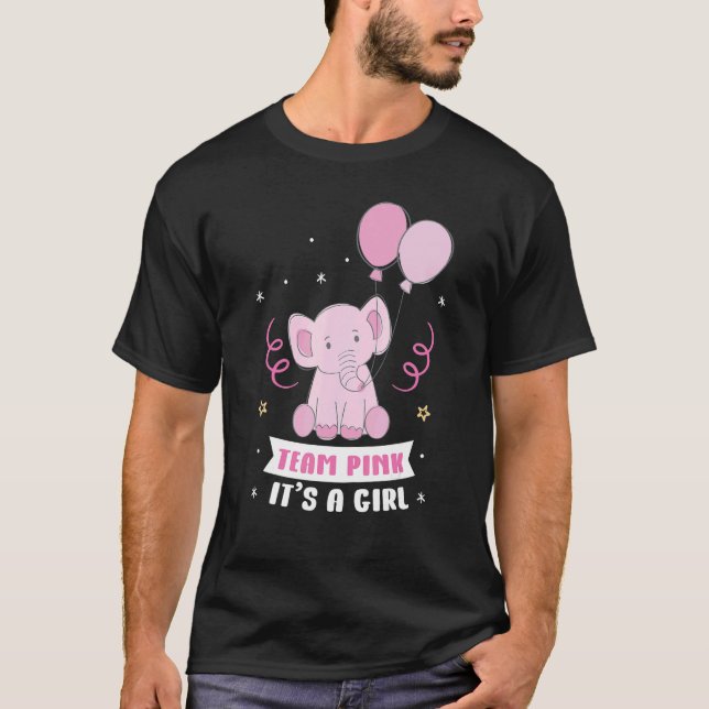 Camiseta Team Blue It's A Girl Pregnancy Elephant Gender Re (Frente)