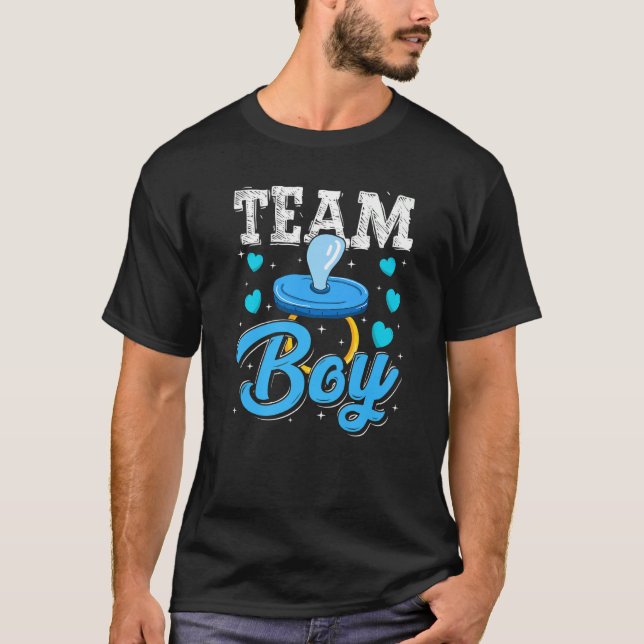 Camiseta Team Boy Gender Reveal Party Baby Shower Matching  (Frente)