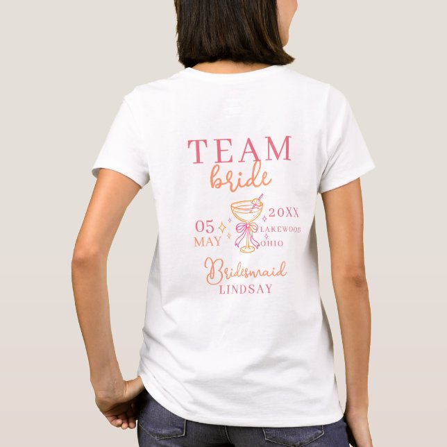 Camiseta  TEAM BRIDE! Coctail Bachelorette Party (Verso)