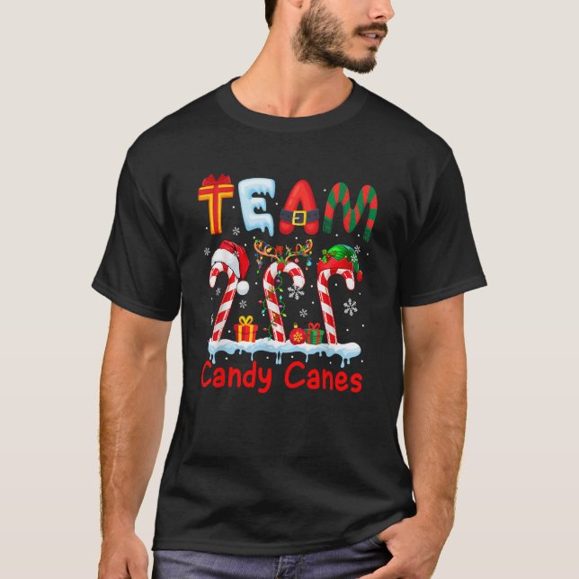 Camiseta Team Candy Canes Christmas Three Santa Reindeer El (Frente)
