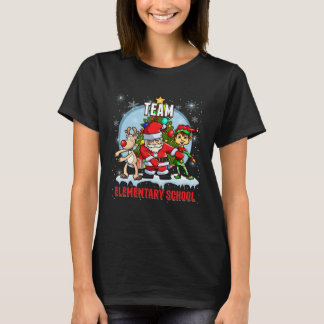 Camiseta Team Elementary School Santa Elf Reindeer Flossing