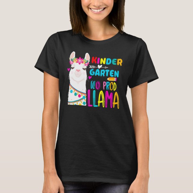 Camiseta Team Kindergarten Teacher Rainbow No Prob Llama 10 (Frente)